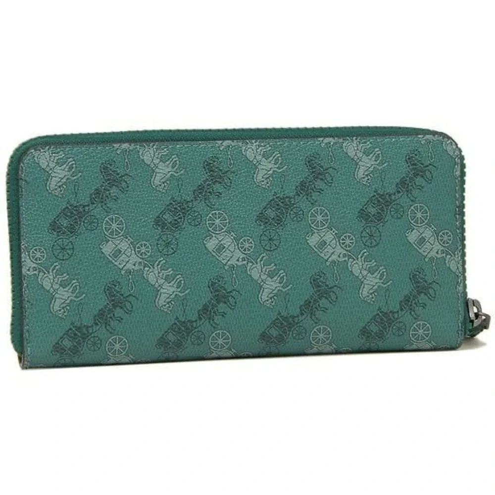 Coach Slim Accordion Zip Wallet With Horse And Carriage Print NEW